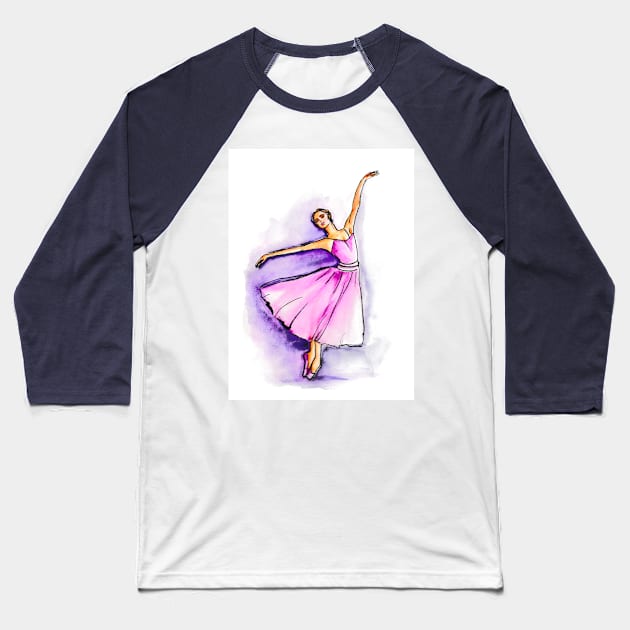 Ballerina Pink Dress Baseball T-Shirt by Svetlana Pelin